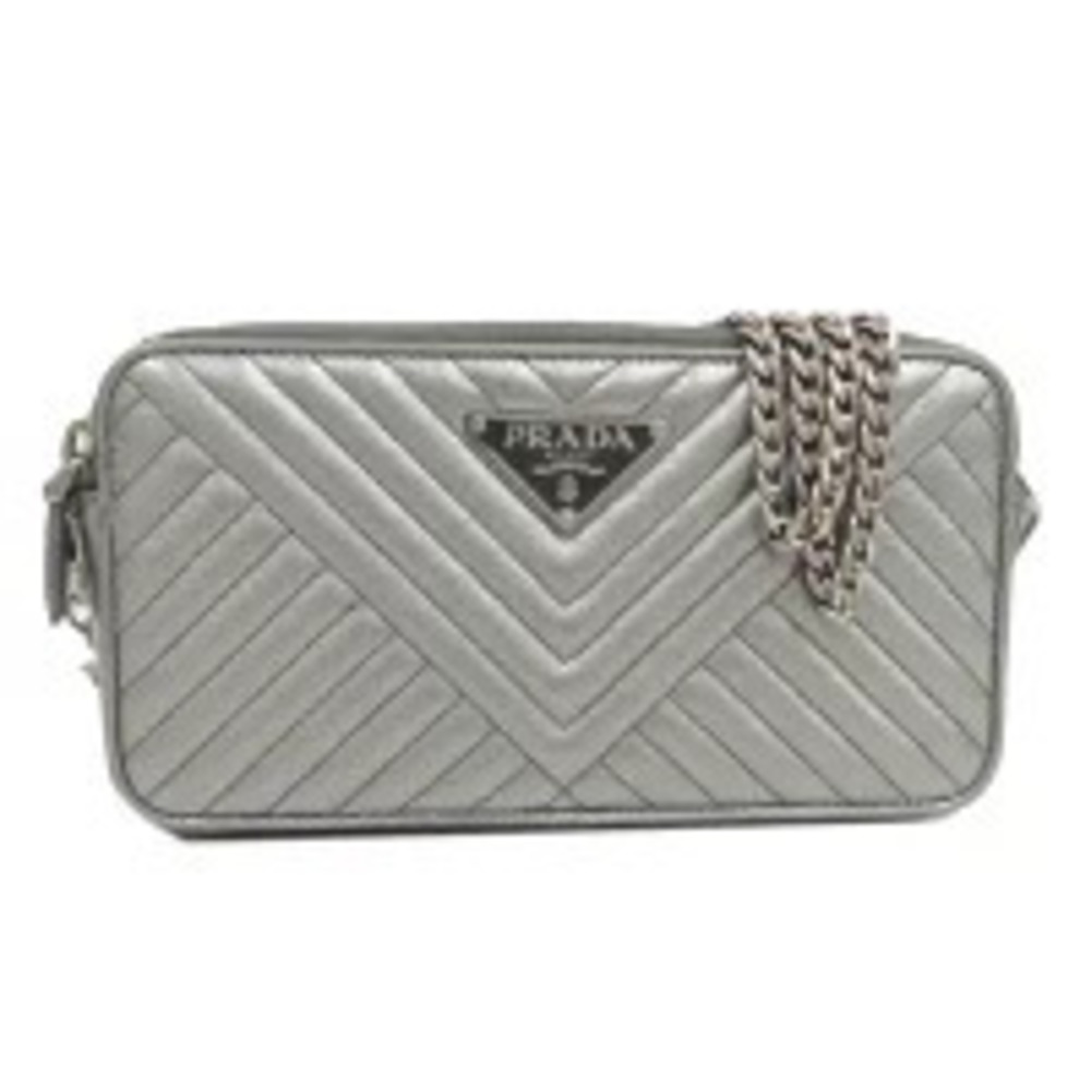 PRADA Chain Shoulder Bag Silver AB